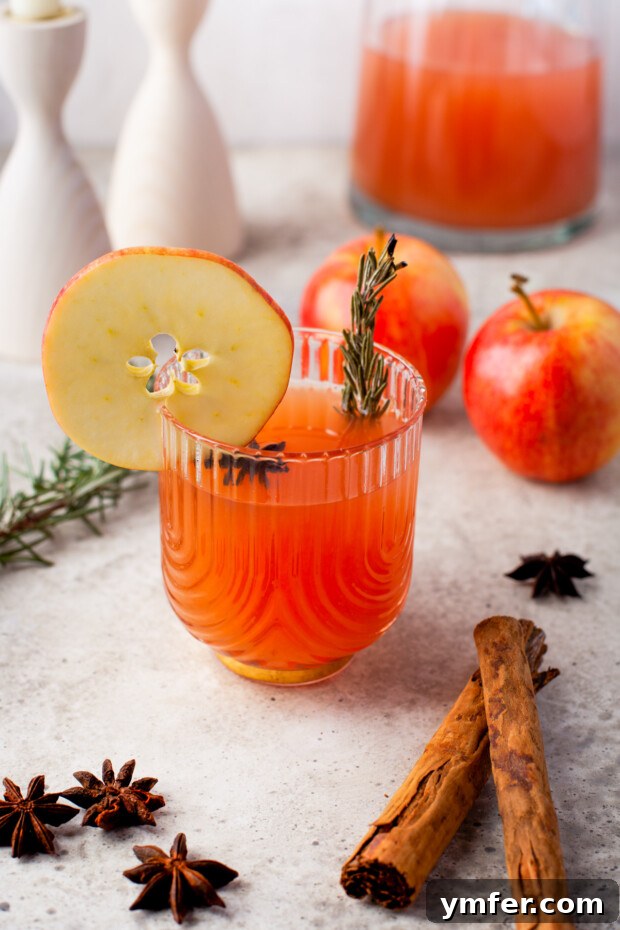Instant Pot Spiced Apple Cider 8 Instant Pot Apple Cider served in a glass with an apple slice garnish.