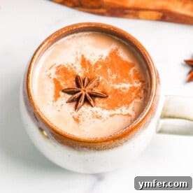 Skrewball Chai Tea Latte in a mug, main image.