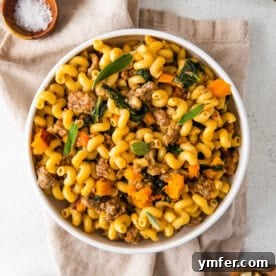 Butternut Squash Sausage Pasta, a delicious fall dinner.