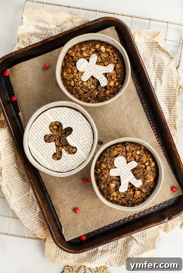 Cozy Gingerbread Oat Bake 7 Baked Gingerbread Oatmeal spread on a sheet pan, cooling down.