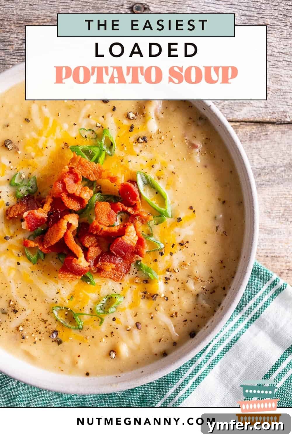 Hearty Loaded Potato Chowder 10 A Pinterest graphic for Baked Potato Soup, highlighting key ingredients and comfort.