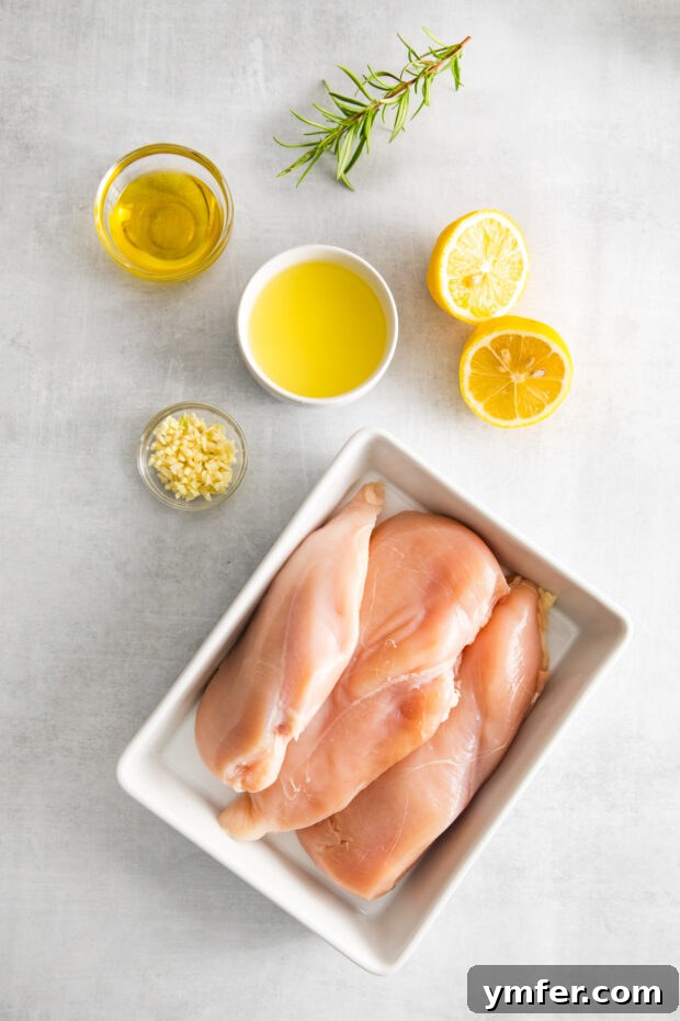 Crispy Zesty Air Fryer Lemon Chicken 3 Ingredients to make Air Fryer Lemon Chicken on a table.