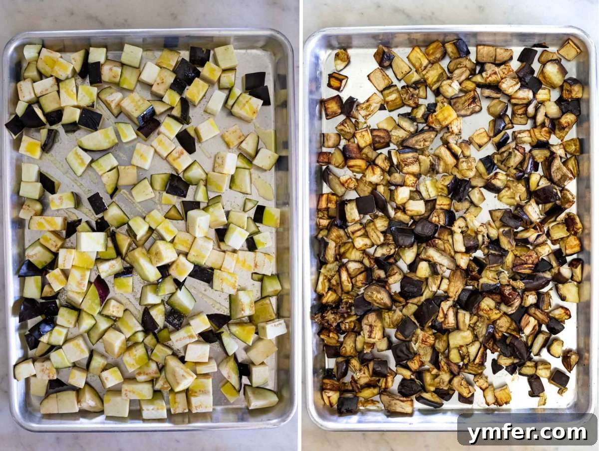 Wholesome Eggplant Caponata 5 Roasted eggplant chunks for authentic Sicilian caponata recipe.