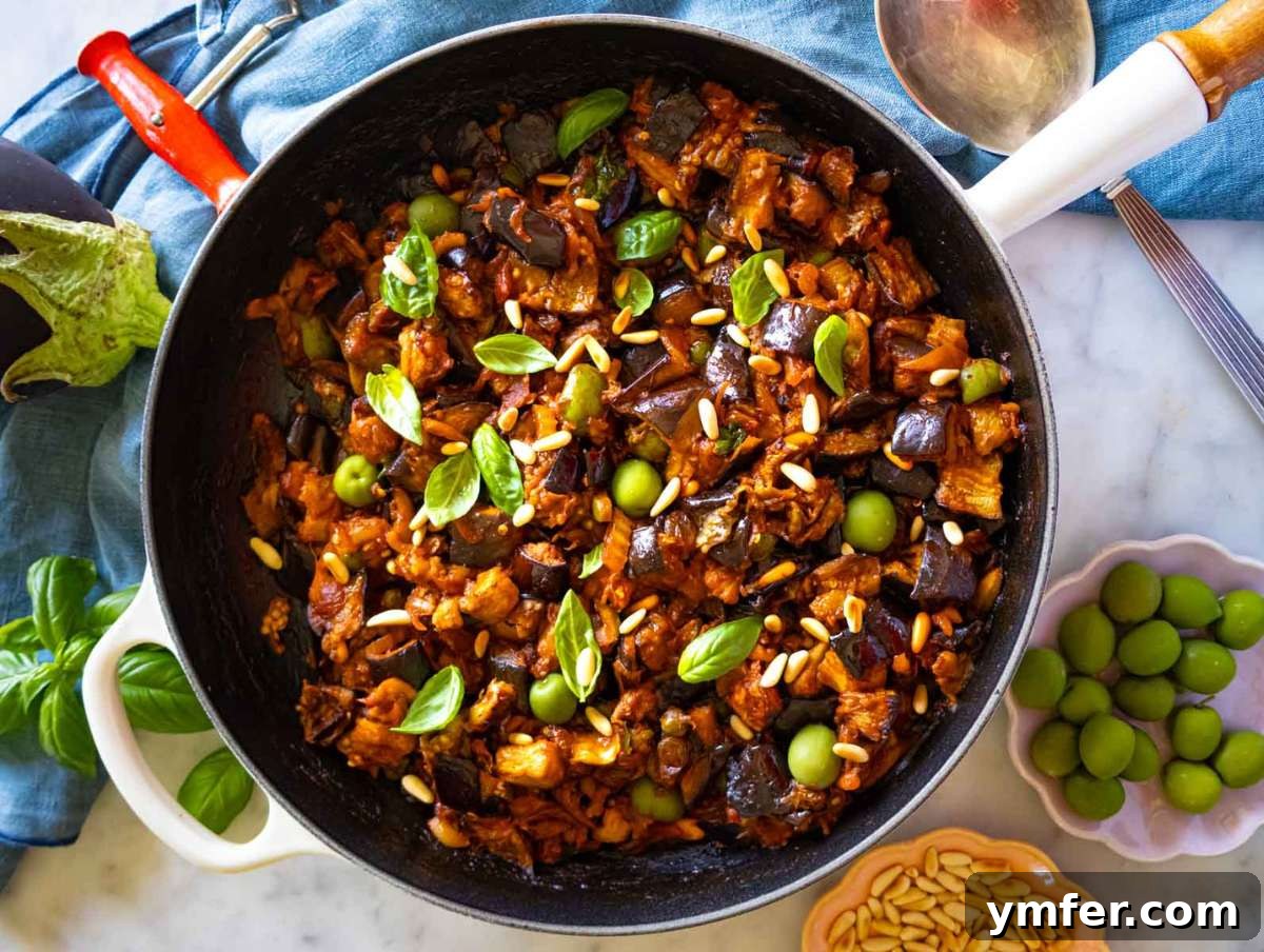 Wholesome Eggplant Caponata 10 Roasted eggplant mixed into caponata sauce with basil.