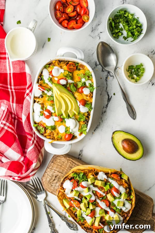 Zesty Southwestern Air Fryer Spaghetti Squash 9 Air Fryer Southwest Spaghetti Squash served in both the squash shell and a separate dish.