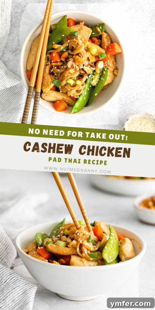 Savory Cashew Chicken Pad Thai 11 Cashew Chicken Pad Thai pin for Pinterest.