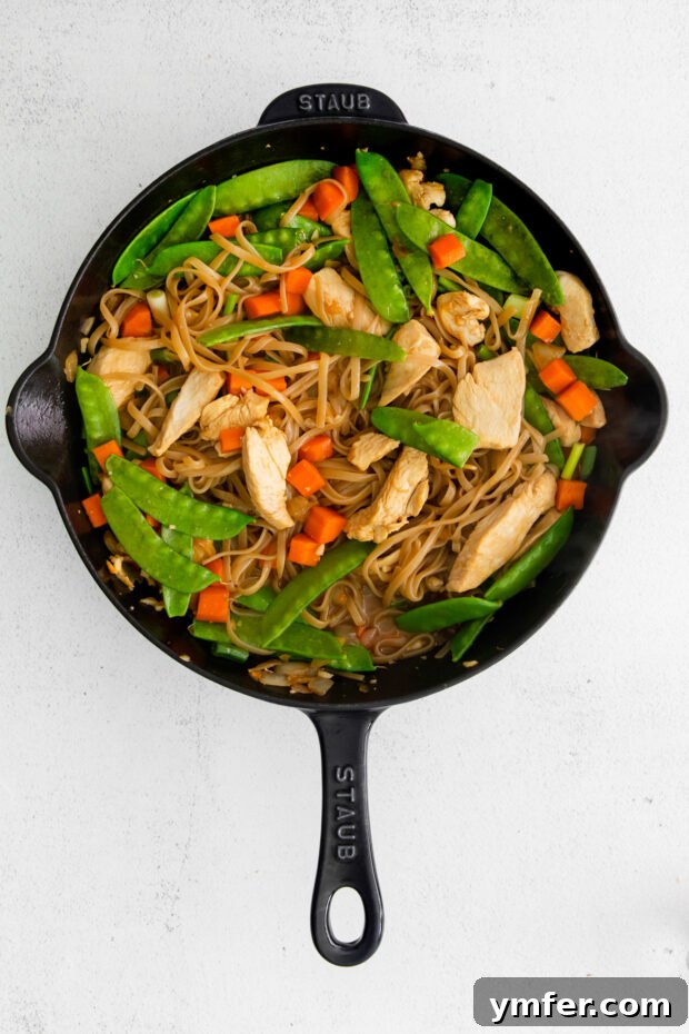 Savory Cashew Chicken Pad Thai 7 Cashew Chicken Pad Thai in a skillet.