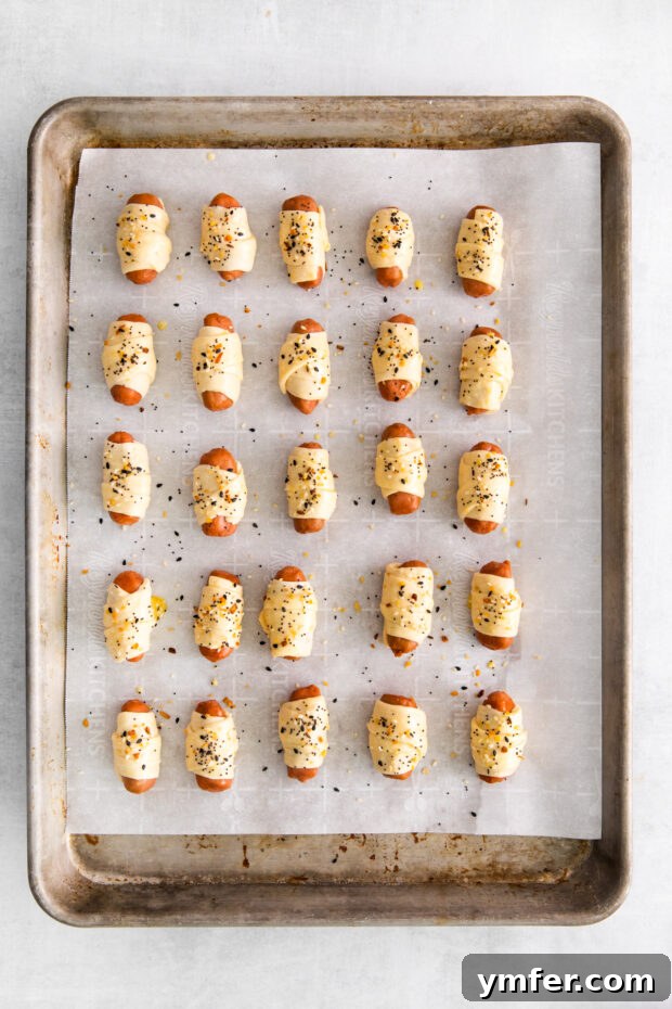 Crunchy Everything Piggy Rolls 6 Uncooked Everything Bagel Pigs in a Blanket.