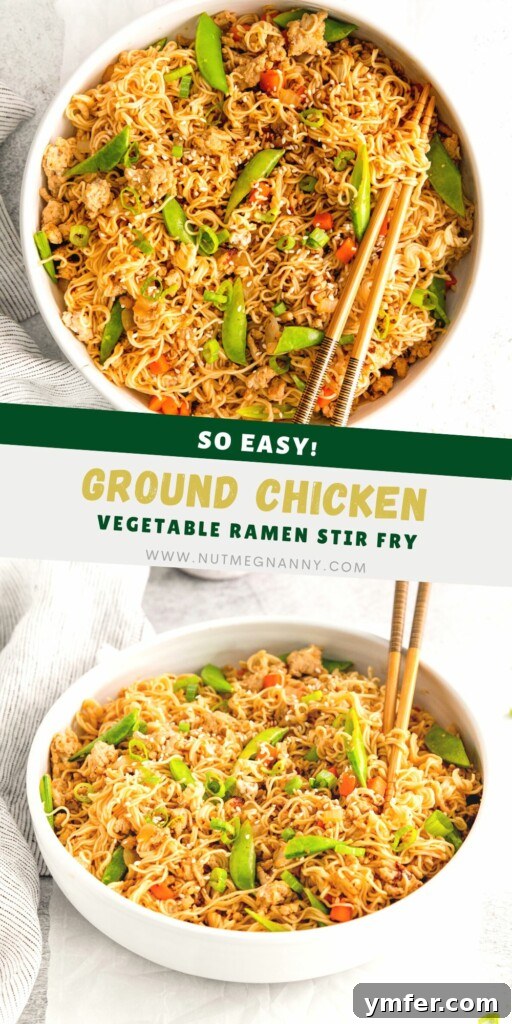 Umami Chicken Ramen Stir Fry 11 Ground Chicken Ramen Stir Fry pin for Pinterest.