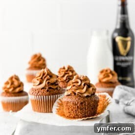 Chocolate Guinness Cupcakes, ready to be enjoyed.