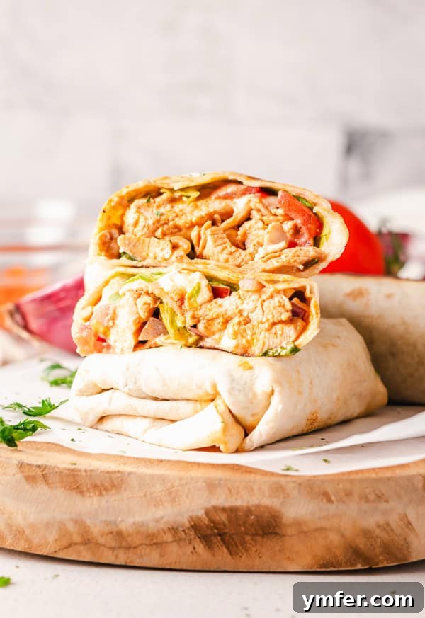 Zesty Buffalo Chicken Wrap 6 Buffalo Chicken Wrap served with a side of creamy blue cheese dressing for dipping.