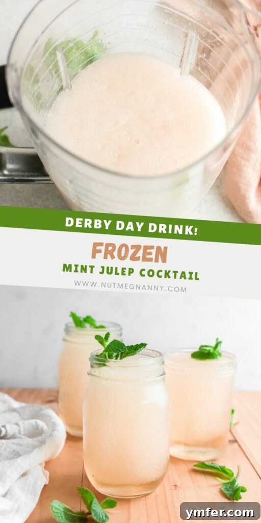 Kentucky Mint Slush 10 A Pinterest-optimized image for a Frozen Mint Julep, perfect for sharing on social media.