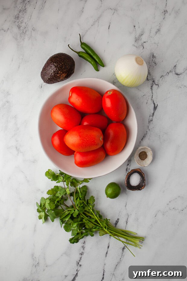 Vibrant Mexican Salsa 3 Pico de Gallo ingredients on a table.