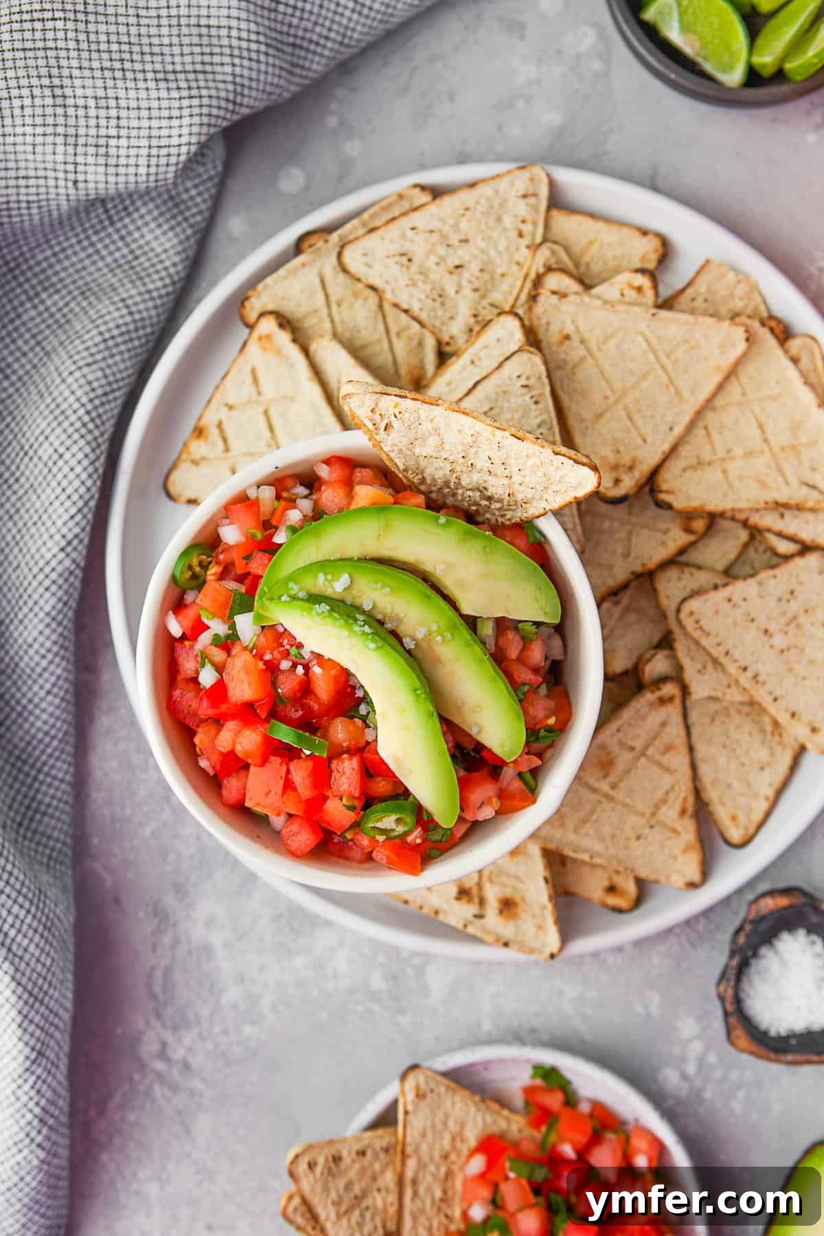 Vibrant Mexican Salsa 9 Pico de Gallo served with extra kosher salt.