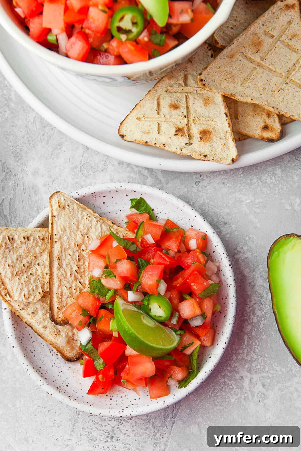 Vibrant Mexican Salsa 10 Pico de Gallo served with extra lime.