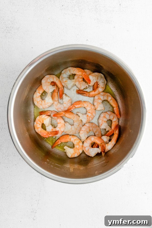 Effortless Instant Pot Shrimp Scampi 4 Shrimp in an instant pot.