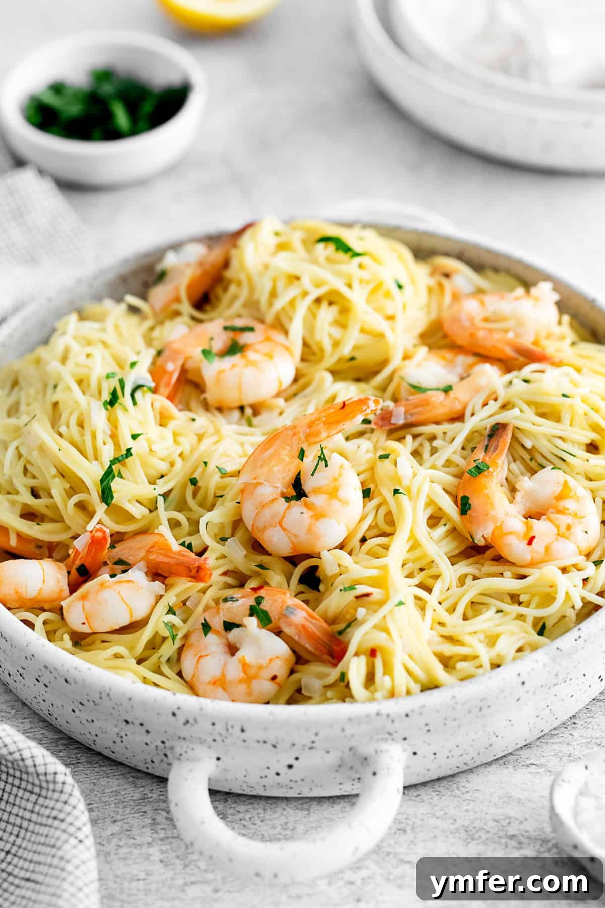 Effortless Instant Pot Shrimp Scampi 8 A large bowl of Instant Pot Shrimp Scampi.