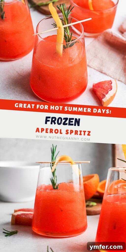 Slushy Aperol Bliss 11 Frozen Aperol Spritz pin for Pinterest.