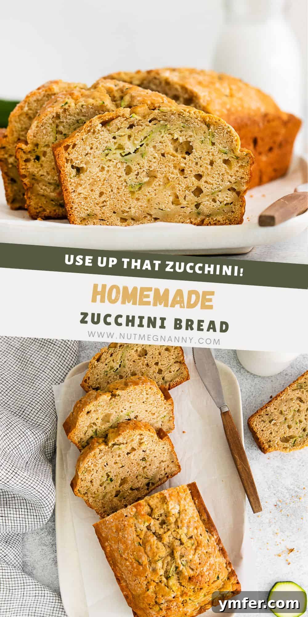 Zucchini Bread pin for Pinterest. 