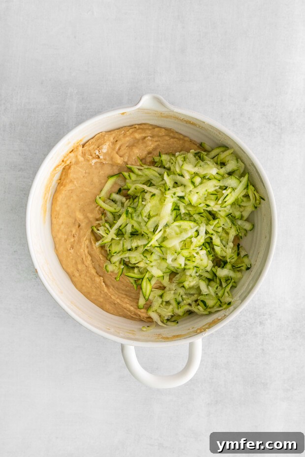 Quick bread batter with zucchini in it. 