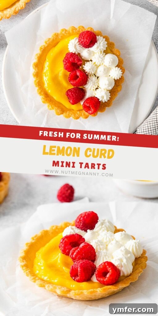 Sunshine Lemon Tarts 12 Pinterest pin image for Lemon Curd Tarts, a visual invitation to try the recipe.