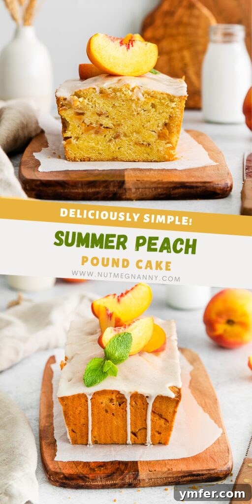 Sun-Kissed Peach Pound Cake 12 Peach Pound Cake pin for Pinterest.