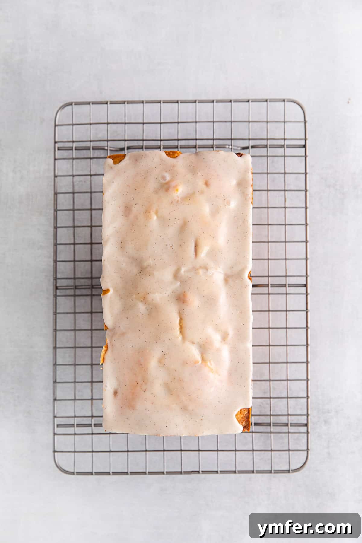Sun-Kissed Peach Pound Cake 4 Vanilla glaze poured over cake.