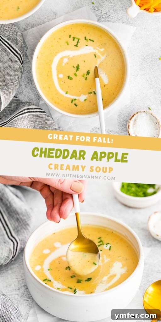 Creamy Cheddar Apple Harmony 9 Apple Cheddar Soup pin for Pinterest.