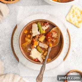 Delicious Vegetable Beef Soup in a bowl.