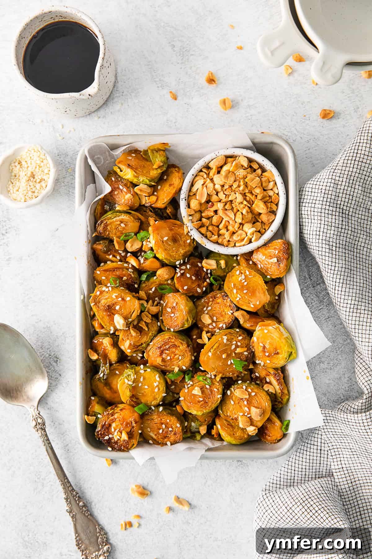 Kung Pao'd Brussels Sprouts 2 Kung Pao Brussels Sprouts served with crushed peanuts.
