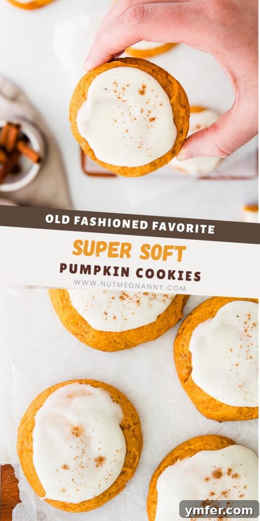 Cozy Fall Pumpkin Cookies 10 A Pinterest-friendly image for Soft Pumpkin Cookies, featuring frosted cookies and fall leaves.