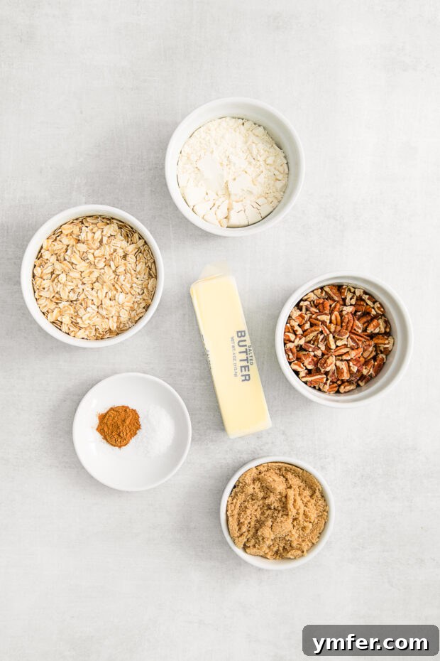 Crisp topping ingredients on a table.