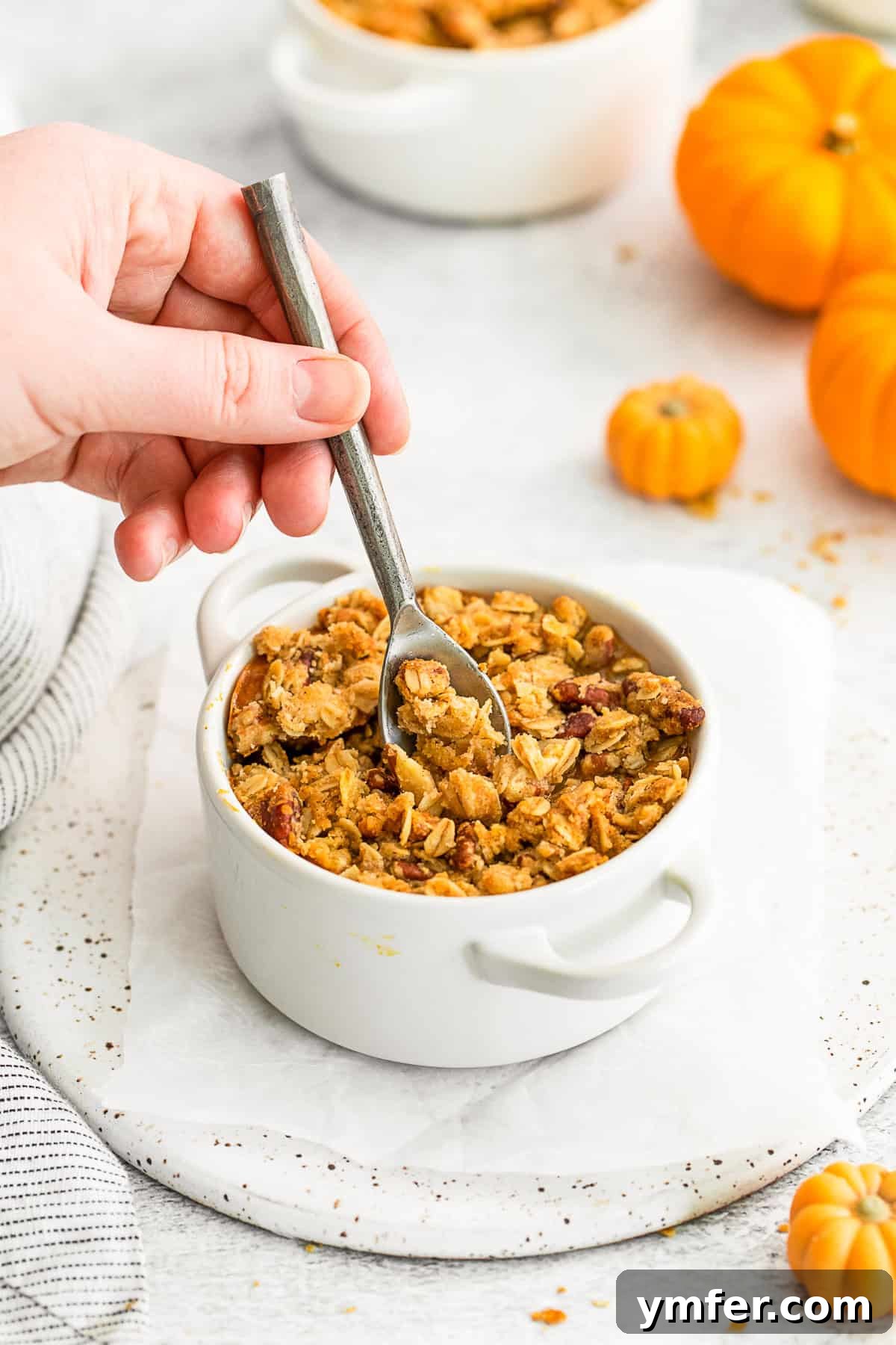 Taking a bite out of Pumpkin Crisp.