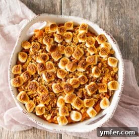 Close-up of vanilla sweet potato casserole.