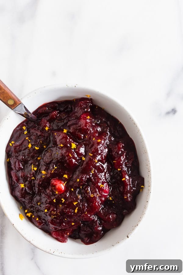 A Feast of Thanksgiving Sides 5 Homemade cranberry orange sauce with a hint of ginger, perfect for Thanksgiving.