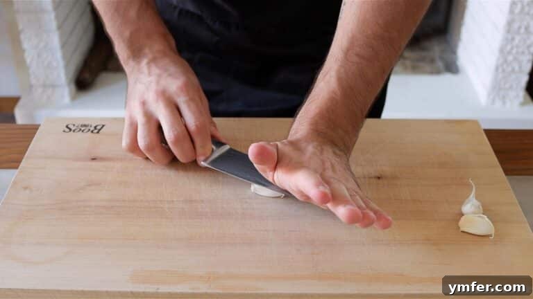 smacking down the garlic