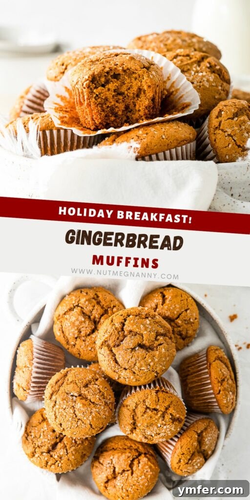Spiced Molasses Muffins 10 A Pinterest-friendly image for Gingerbread Muffins, featuring baked muffins with festive holiday decor.