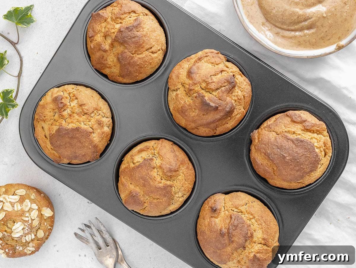 Oat-licious Muffins 4 Oat flour muffins in a muffin pan