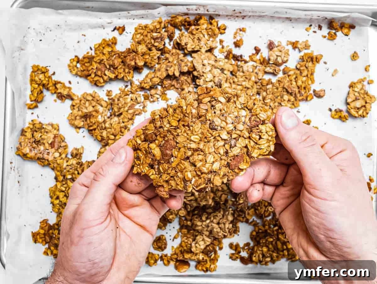 Granola after baking and cooling.