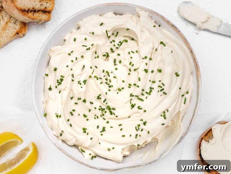 white tofu cream cheese with chives
