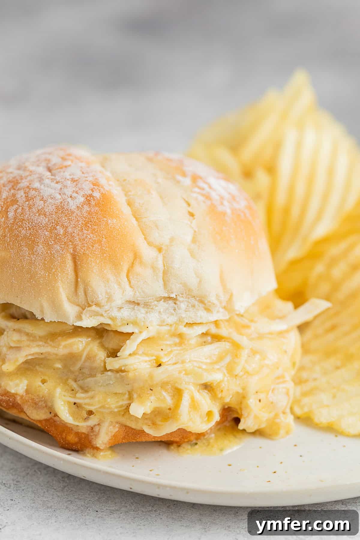 Buckeye State Shredded Chicken Sandwich 11 Ohio Shredded Chicken Sandwich on a bun.