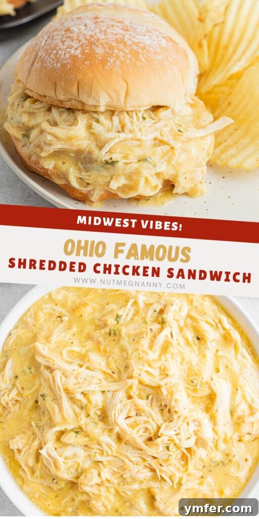 Buckeye State Shredded Chicken Sandwich 13 Ohio Shredded Chicken Sandwich pin for Pinterest.