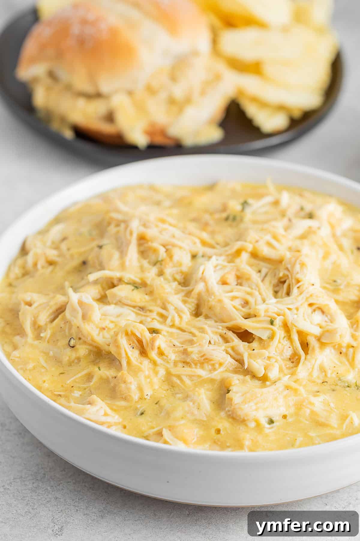 Buckeye State Shredded Chicken Sandwich 10 Ohio Shredded Chicken Sandwich filling in a bowl.