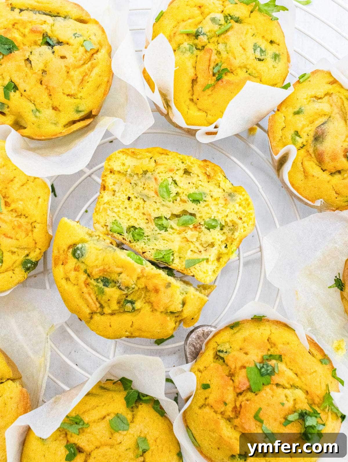 Wholesome Chickpea Egg Muffins 2 Chickpea flour muffins with peas