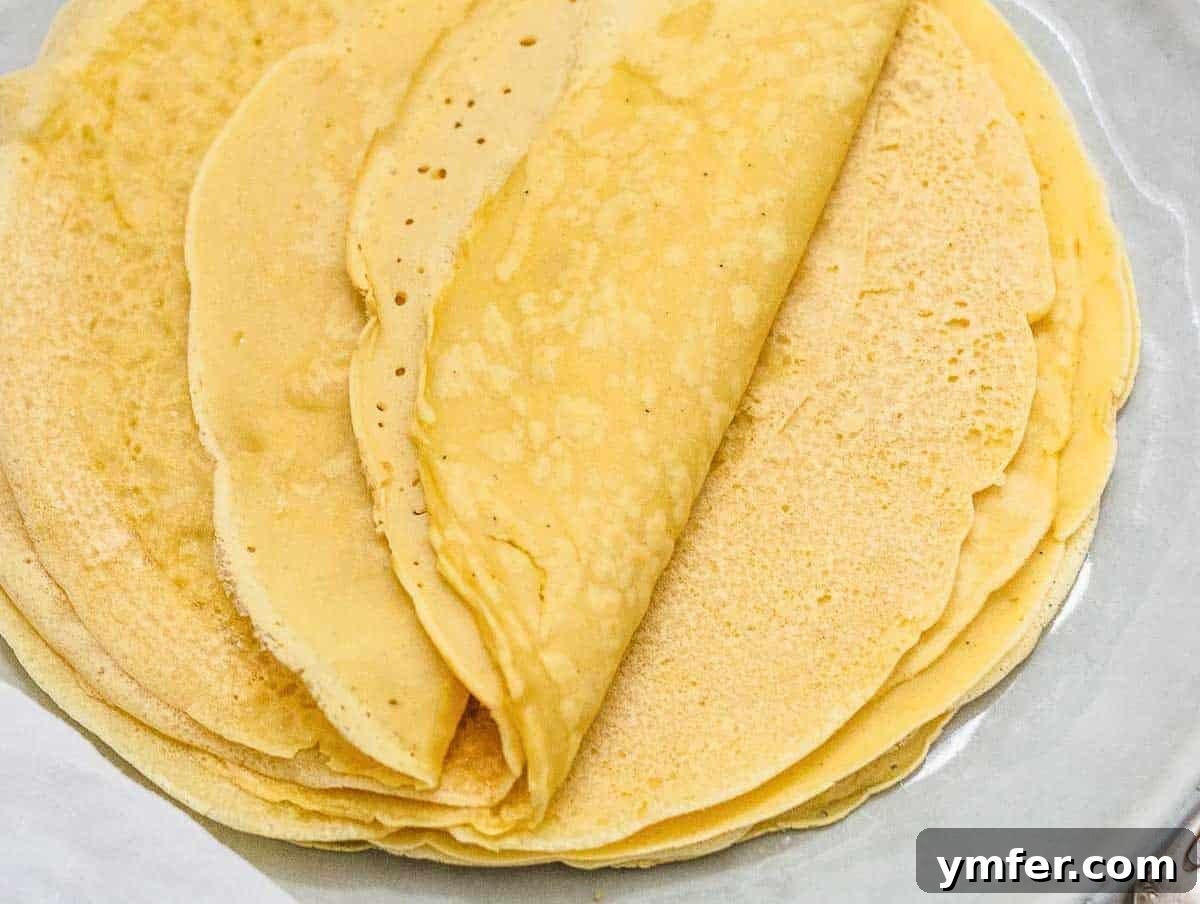 Savory Crepe Delights 3 Two savory crepes artfully arranged on a white plate
