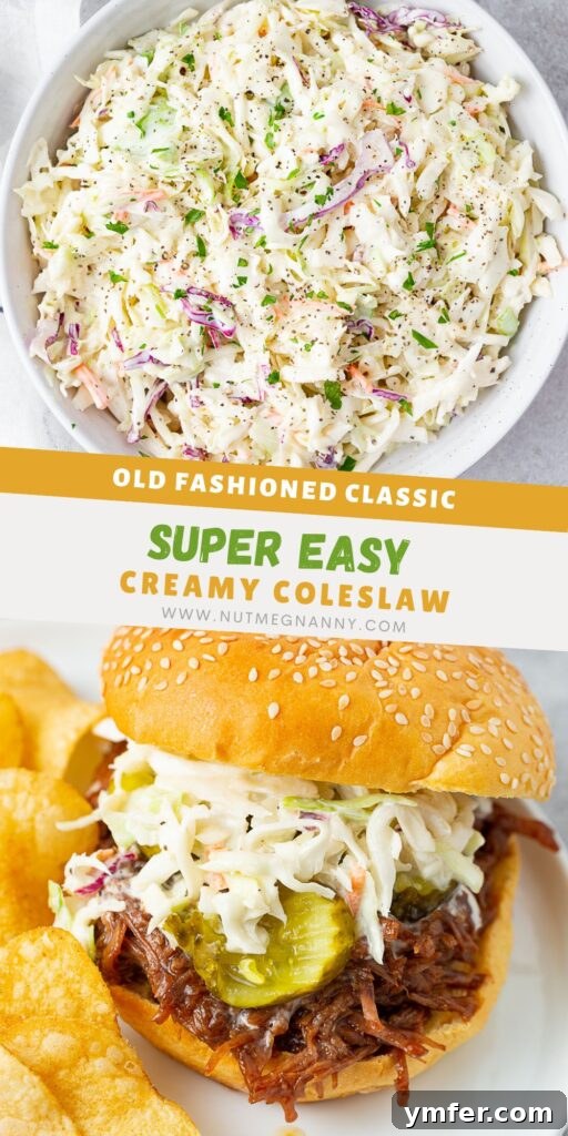Velvet Cabbage Slaw 7 Creamy Coleslaw pin for Pinterest.