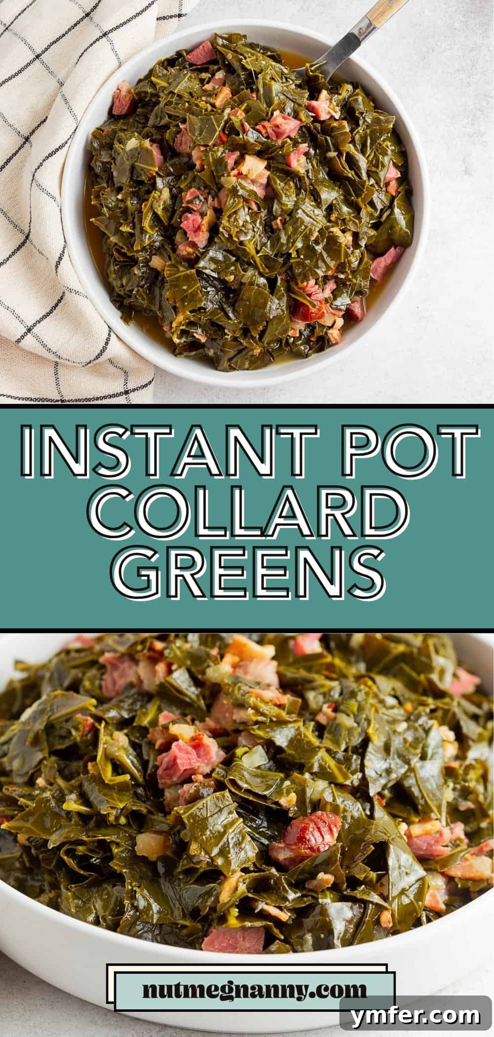 Flavorful Instant Pot Collard Greens 8 Instant Pot Collard Greens graphic pin for Pinterest.