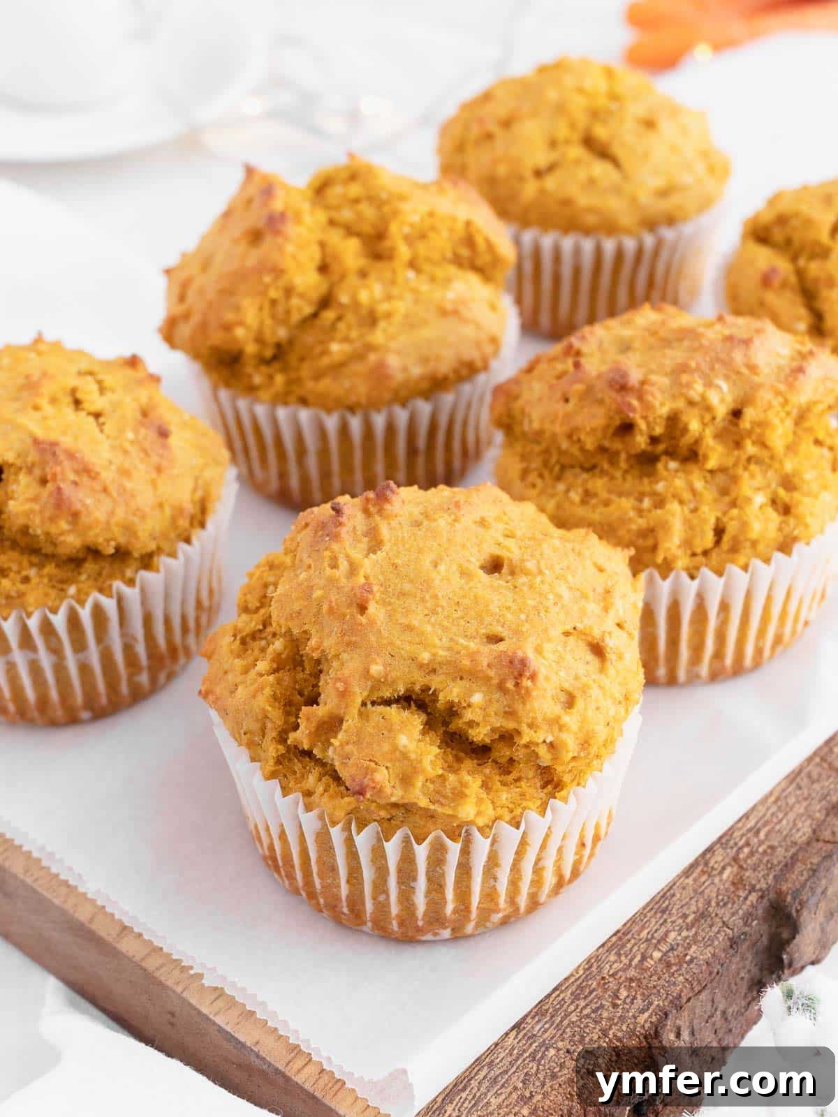Dolce Carota Cake 17 Freshly baked carrot cake muffins, golden and inviting in their paper liners.