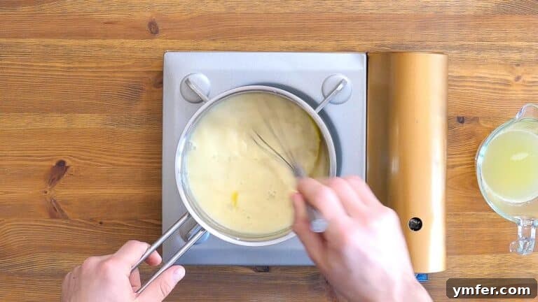 Zesty Plant-Based Lemon Squares 34 cooking curd