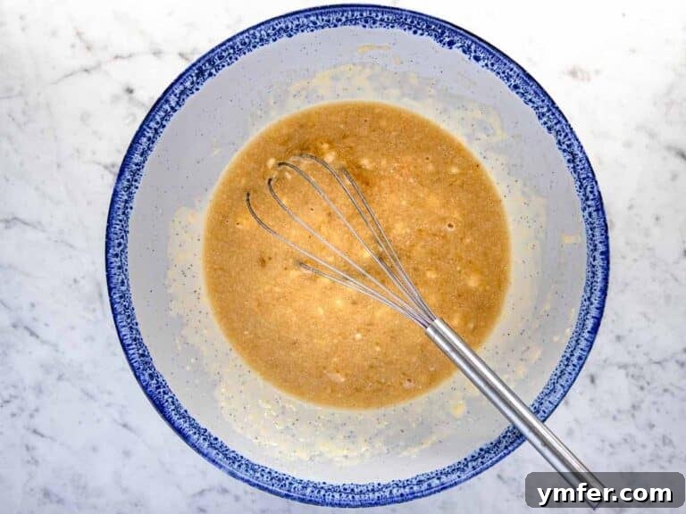 wet ingredients mixed in a bowl
